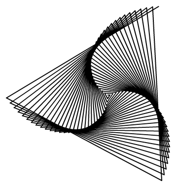 Eine dreieckige Spirale, die sich zu einem Wirbel dreht