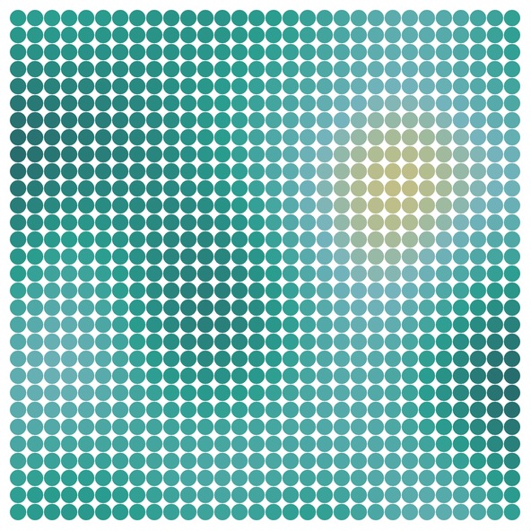Eine glatte Farbtextur aus Perlin Noise: fließende Übergänge von Dunkelblau über Türkis zu Gelb